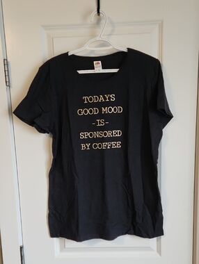 Black Graphic Tee "Today's Good Mood Is Sponsored By Coffee"
